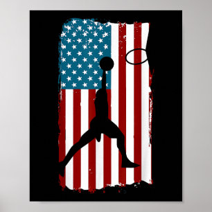 Affiche Drapeau américain américain Basket-ball Athlète pa