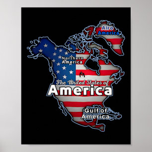 Affiche Drapeau américain amusant Canada Groenland Carte d