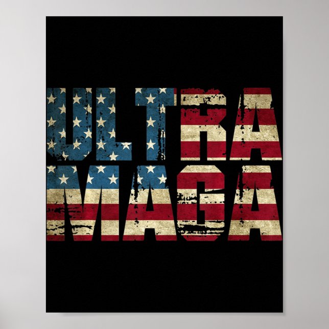 Affiche Drapeau américain Anti Joe Biden Ultra Maga Meille (Devant)