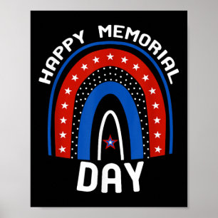 Affiche Drapeau américain arc-en-ciel Joyeux Memorial Day
