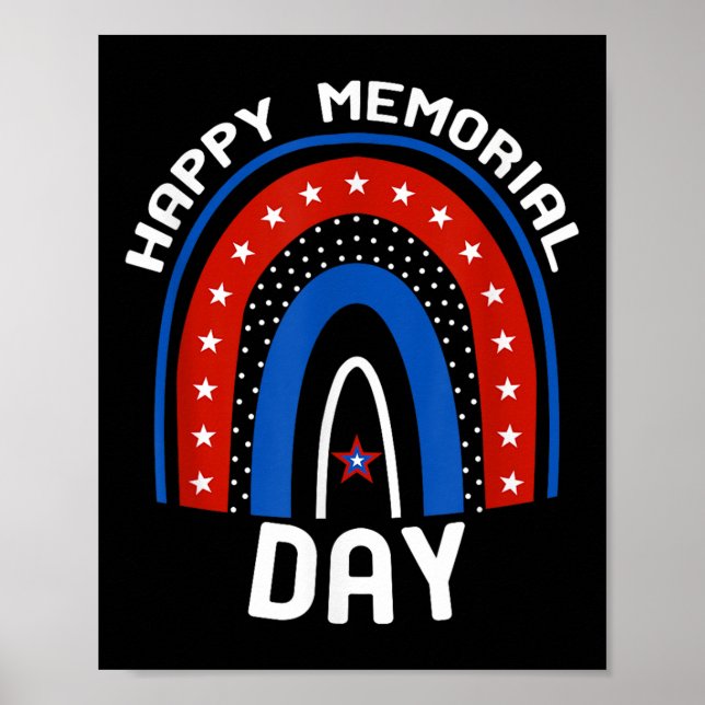 Affiche Drapeau américain arc-en-ciel Joyeux Memorial Day  (Devant)