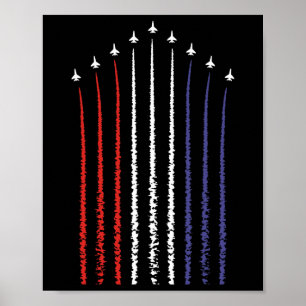 Affiche Drapeau américain avec des chasseurs pour le 4 jui