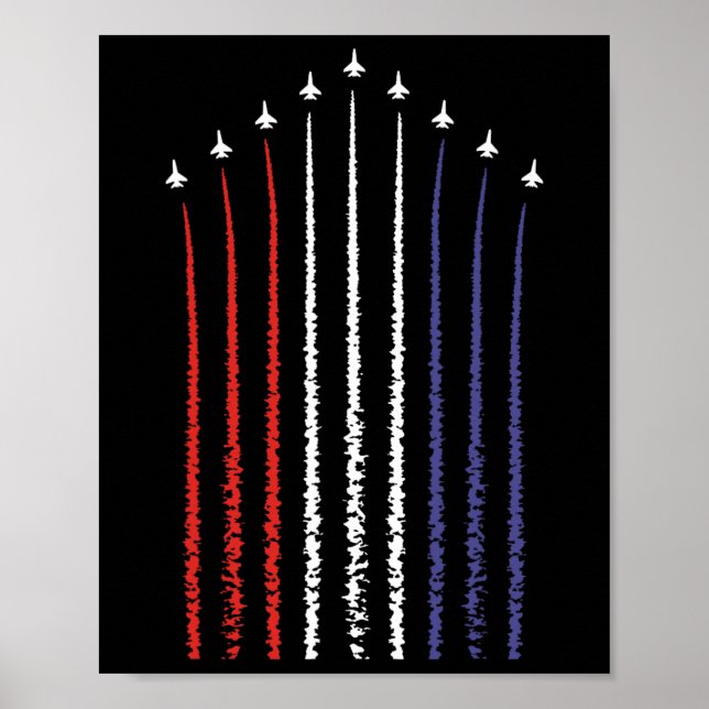 Affiche Drapeau américain avec des chasseurs pour le 4 jui (Devant)