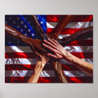 Drapeau américain avec les mains de divers América
