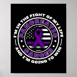Affiche Drapeau américain avec rubans violets pour cancer 