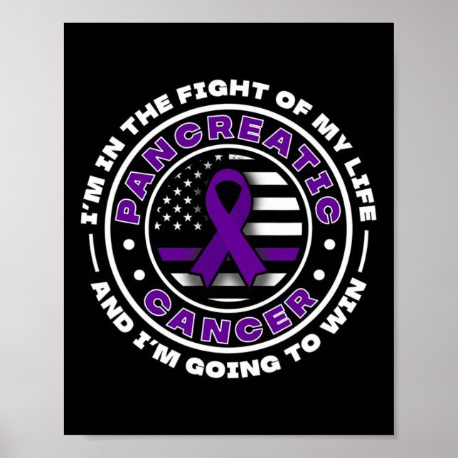 Affiche Drapeau américain avec rubans violets pour cancer  (Devant)