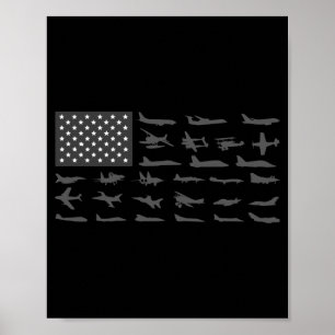 Affiche Drapeau américain avion aviation patriotique pilot