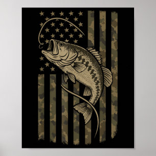 Affiche Drapeau Américain B Camouflage de pêche Patriote P
