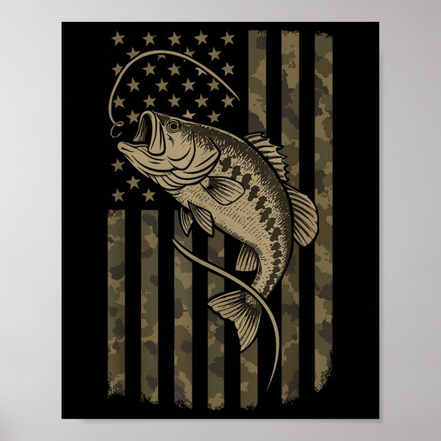 Affiche Drapeau Américain B Camouflage de pêche Patriote P (Devant)