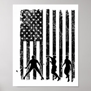 Affiche Drapeau américain Badminton Chemise Hommes Usa Dra