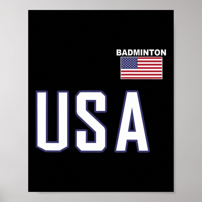 Affiche Drapeau américain Badminton Équipe Joueur Cool Équ (Devant)