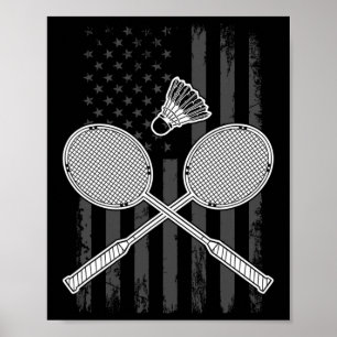 Affiche Drapeau Américain Badminton Et Navette