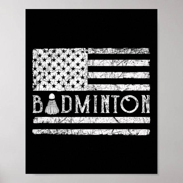 Affiche Drapeau américain Badminton Usa Navettes Funny Pat (Devant)