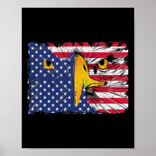 Affiche Drapeau américain Bald Eagle 4 juillet (Devant)