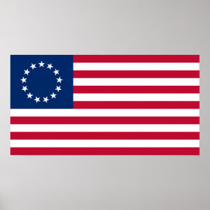 Affiche Drapeau américain Betsy Ross