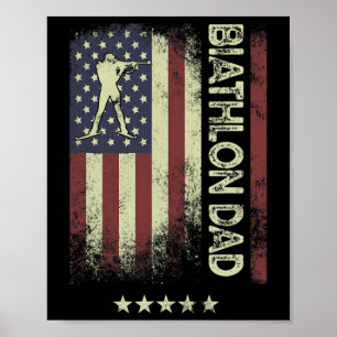 Affiche Drapeau américain - Biathlon Papa