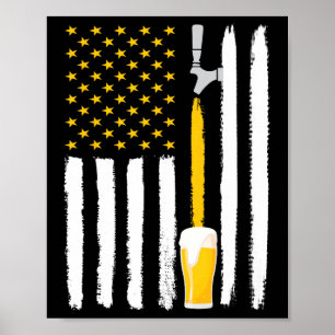 Affiche Drapeau américain bière artisanale Usa 4 juillet B
