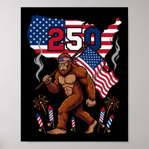 Affiche Drapeau Américain Bigfoot 250e 1776 2026 Sa Patrio
