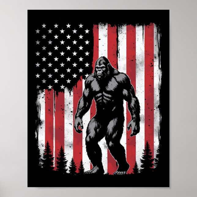 Affiche Drapeau américain Bigfoot 4 juillet patriotique (Devant)