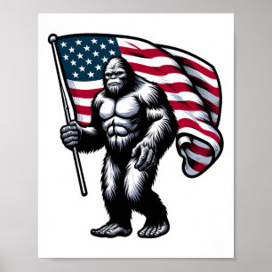 Affiche Drapeau américain Bigfoot 4 juillet Sasquatch Pa