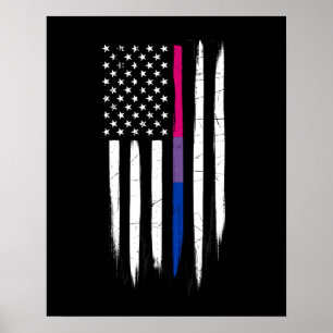 Affiche Drapeau américain Bisexual Thin Line
