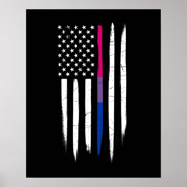 Affiche Drapeau américain Bisexual Thin Line (Devant)