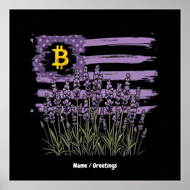 Affiche Drapeau américain Bitcoin BTC Révolution Drôle Cry (Devant)