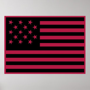 Affiche Drapeau américain Black Star-Spangled Banner