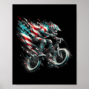 Affiche Drapeau américain Bmx Usa - Bmx Vintage en détress