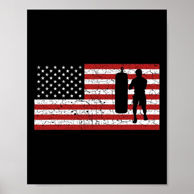 Affiche Drapeau Américain Boxe Boxe Cadeau Hommes Femmes  (Devant)