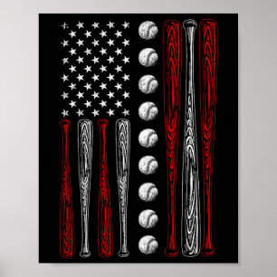Affiche Drapeau américain Bysebyll Rouge Blanc Bleu 4 juil