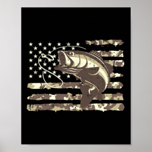 Affiche Drapeau américain camouflage Byss Fish Cool pêche