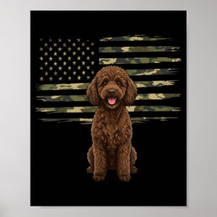Affiche Drapeau américain camouflage chien 4 juillet Fête