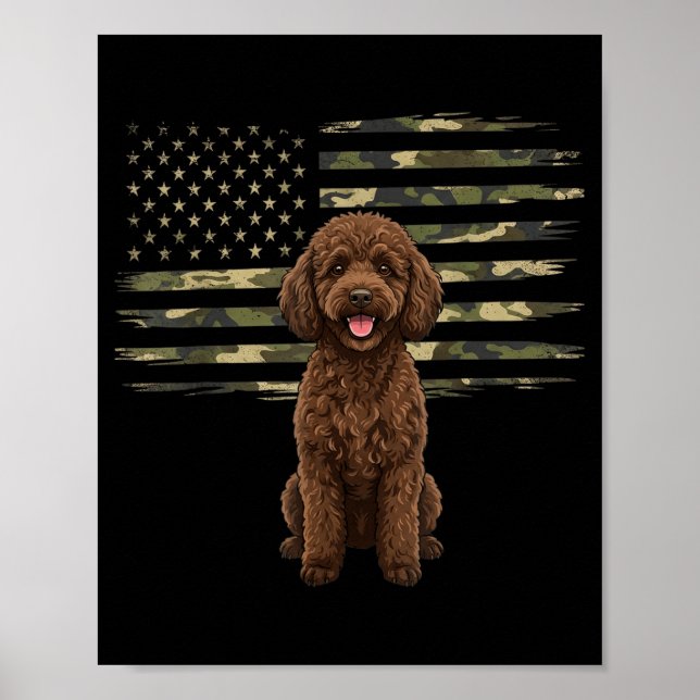 Affiche Drapeau américain camouflage chien 4 juillet Fête  (Devant)
