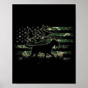 Affiche Drapeau américain camouflage de chien de chasse de
