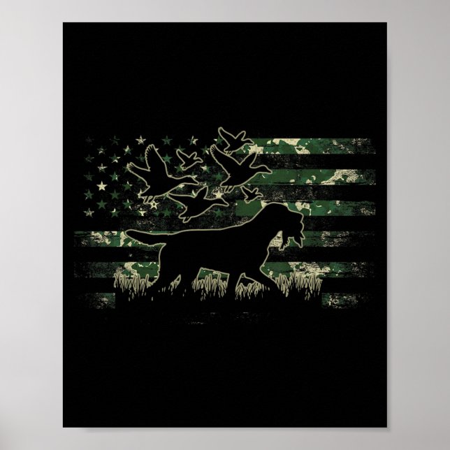 Affiche Drapeau américain camouflage de chien de chasse de (Devant)