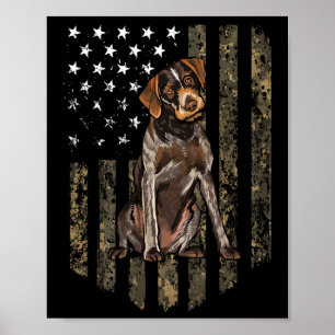 Affiche Drapeau américain camouflage German Wirehaired Poi
