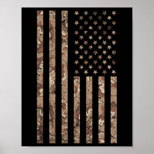 Affiche Drapeau américain camouflage militaire 4 juillet F