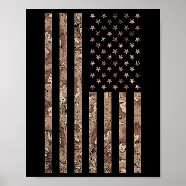 Affiche Drapeau américain camouflage militaire 4 juillet F (Devant)