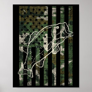 Affiche Drapeau américain camouflage pêche poisson B pêche