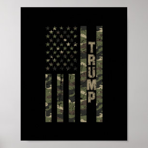 Affiche Drapeau américain camouflé en détresse Trump États