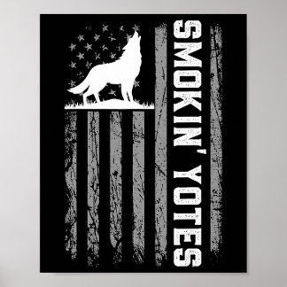 Affiche Drapeau américain Chasse au coyote Yotes fumeur 4 