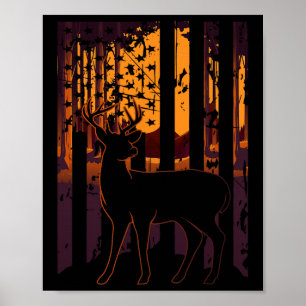 Affiche Drapeau américain Chasse aux cerfs Cadre Soleil Dr