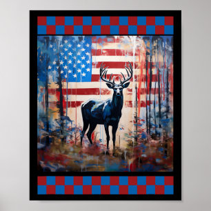 Affiche Drapeau américain chasse Jungle Lover Camo Deer Ar