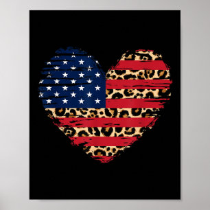 Affiche Drapeau américain Coeur Forces armées patriotiques