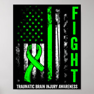 Affiche drapeau américain combat blessure cérébrale trauma