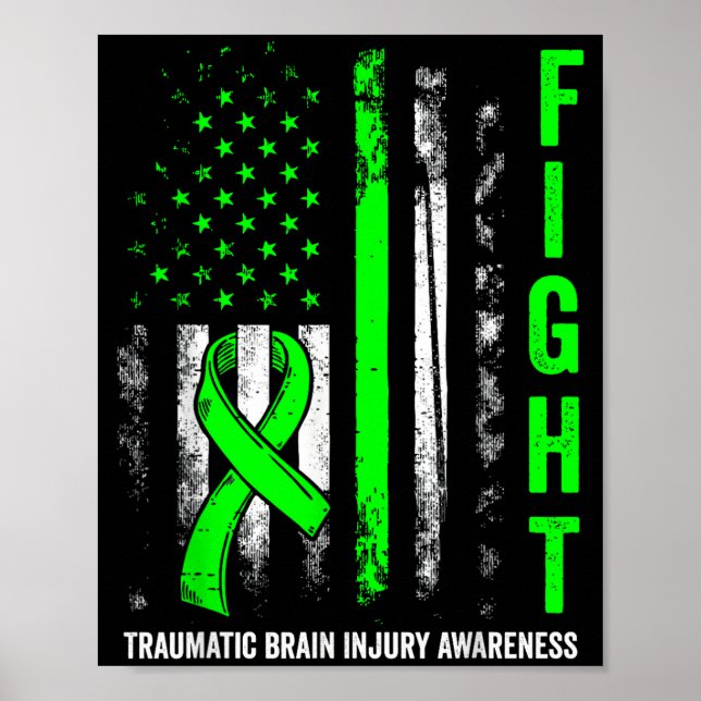 Affiche drapeau américain combat blessure cérébrale trauma (Devant)