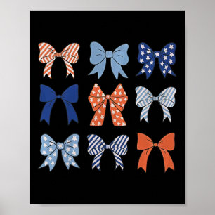 Affiche Drapeau Américain Coquette Bow Et Ribbons Us Drape