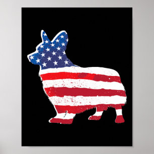 Affiche Drapeau américain Corgi Pet Amoureux de les chiens