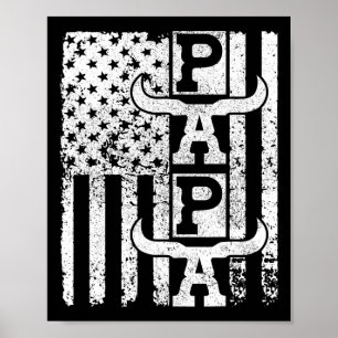 Affiche Drapeau américain Cowboy Papa Anniversaire Père Ou